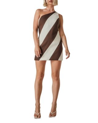 Women's Stripe One Shoulder Tailored Mini Dress