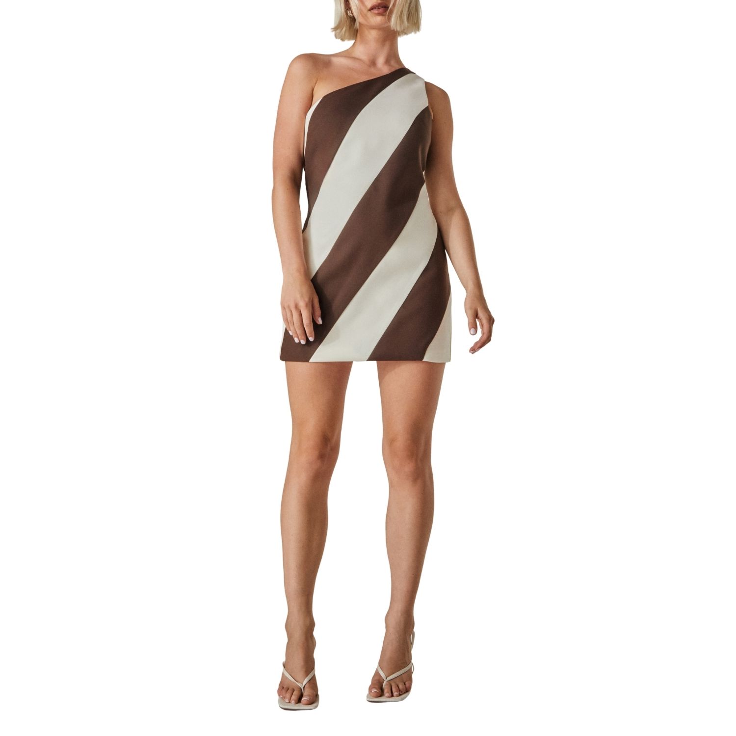 Women's Stripe One Shoulder Tailored Mini Dress