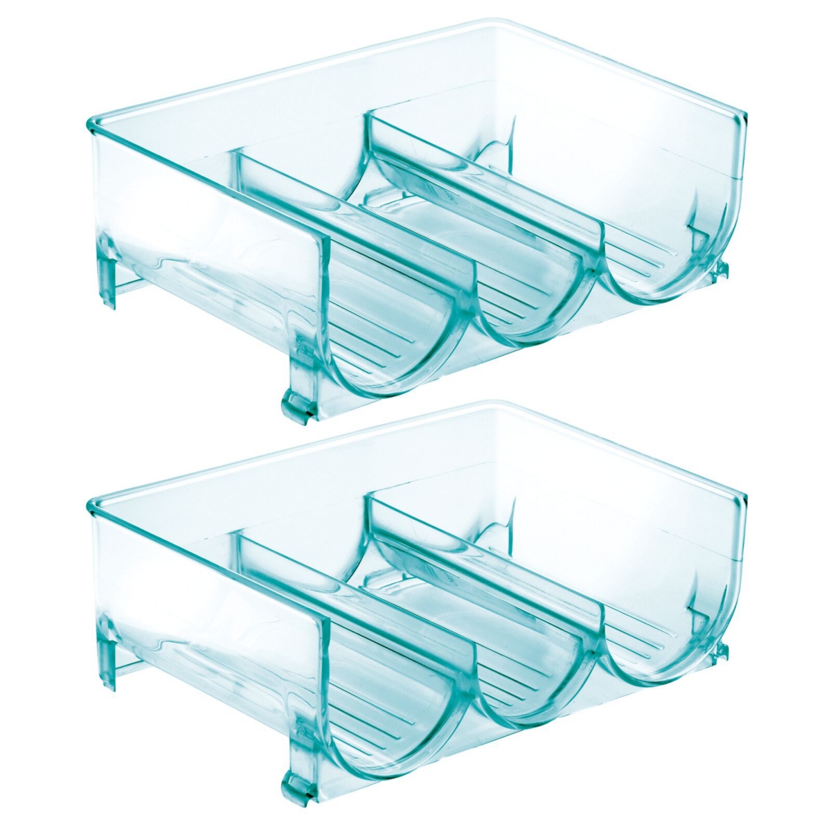 mDesign Plastic Free-Standing Stackable 3 Bottle Storage Rack, 2 Pack, Blue Tint, Usa Made
