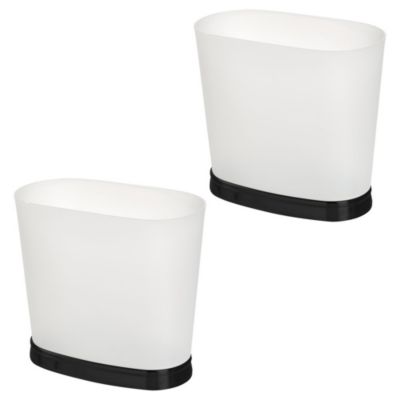 Small Oval Bathroom Trash Can, Set of 2, Frost/Matte Black