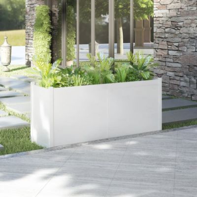 Garden Planter White Solid Pinewood Large Durable
