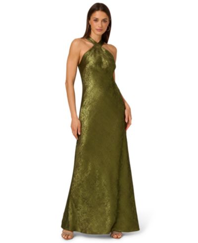 Adrianna Women's Folied-Chiffon Halter Gown