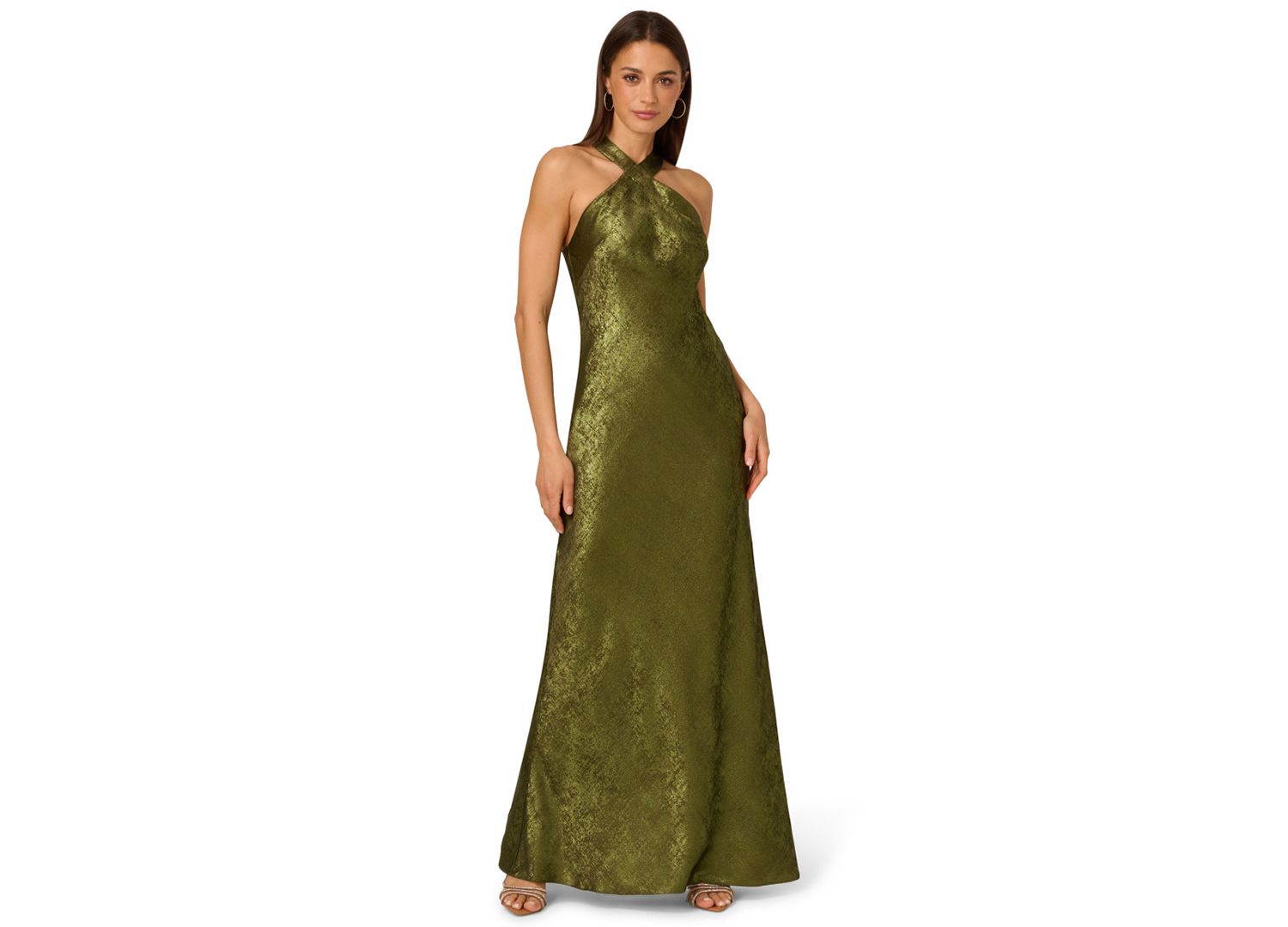 Women's Folied-Chiffon Halter Gown