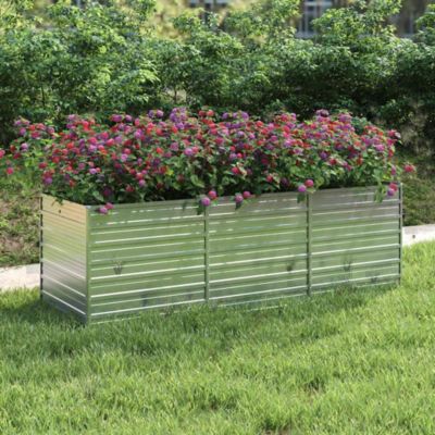 Garden Raised Bed Silver Galvanized Steel Large Garden Raised Bed