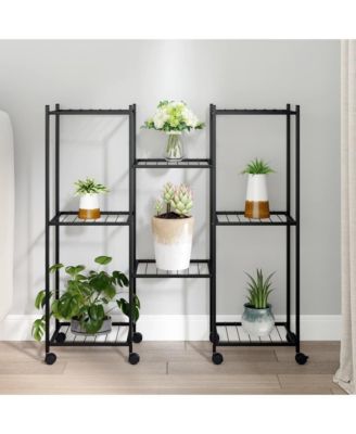 Tall Powder-Coated Iron Rollable Flower Stand