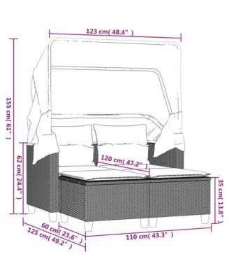 Garden Sofa Beige PE rattan, powder-coated steel, polyester fabric