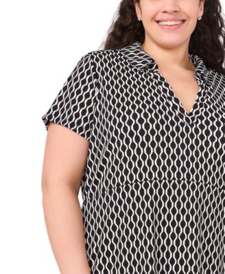 Plus Size Short Sleeve Printed Maxi Dress