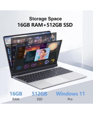 Gaming Laptop, 15.6 Inch Laptop Computer, Laptops 16GB RAM 512GB SSD, 12th Gen N95 Processor (Up to 3.4GHz), Supports 180 Angle Opening Backlit Keyboard Fingerprint Unlock FHD IPS 19201080 MINI-HDMI