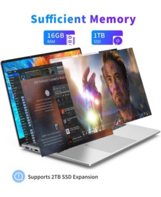 16 Inch Laptop Computer, Gaming Laptop, 16GB RAM 1TB SSD, N100 Processor, FHD 1920  1200, 180° Open, Backlit Keyboard, Windows 11 Pro, Fingerprint Unlock, UHD Graphics 750 MHz, Student