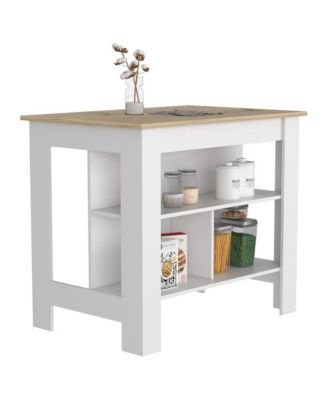 Cala Kitchen Island White / Light Oak MDF