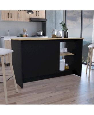 Juniper Kitchen Island Black / Macadamia MDF