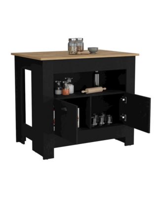 Arlet Kitchen Island Black/Macadamia MDF