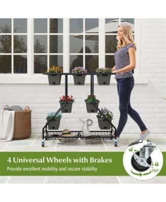 3-tier Vertical Raised Garden Bed w/ 7 Planter Boxes Drainage Holes Storage Shelf