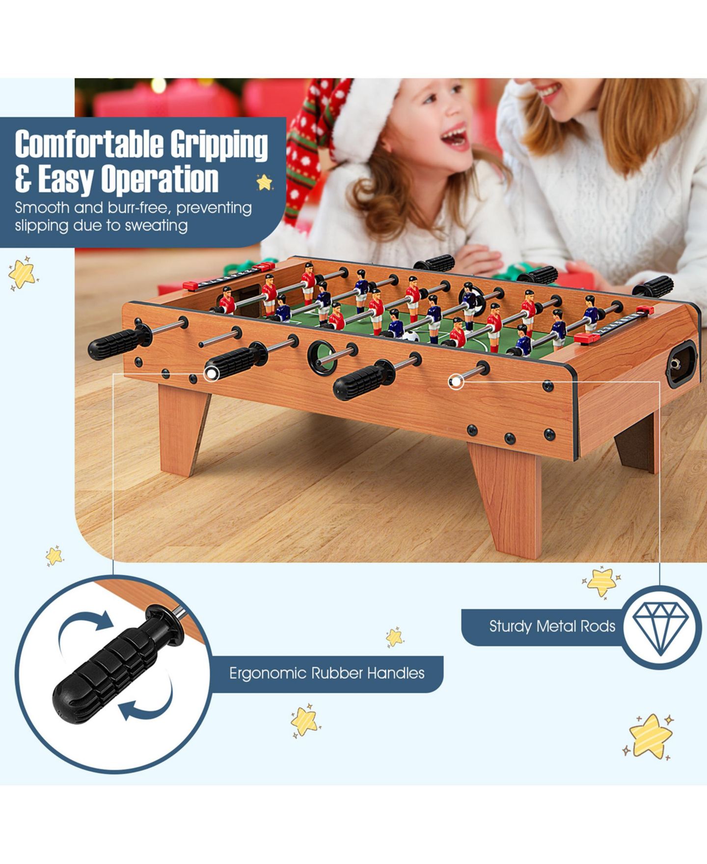 Детская игрушка Costway Competition 2-Player Foosball Table, от 3 лет, цвет: Натуральный — фото 5