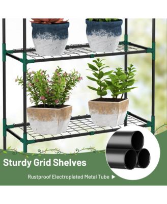 Portable Mini Walk In Outdoor 4 Tier 8 Shelves Greenhouse