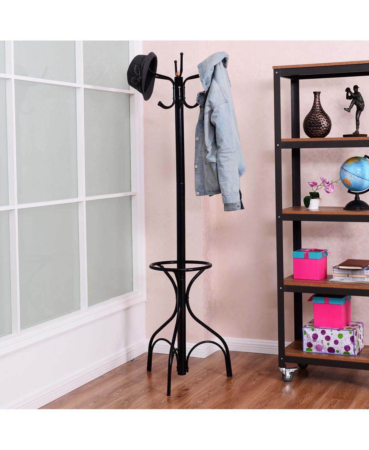 Costway Metal Coat Hat Rack Organizer Clothes Hanger Hooks Tree Stand Umbrella Holder