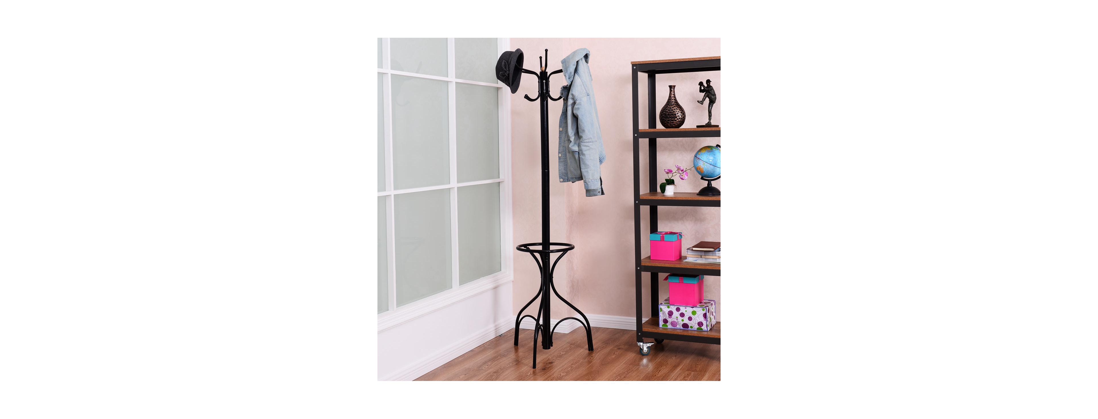 Costway Metal Coat Hat Rack Organizer Clothes Hanger Hooks Tree Stand Umbrella Holder