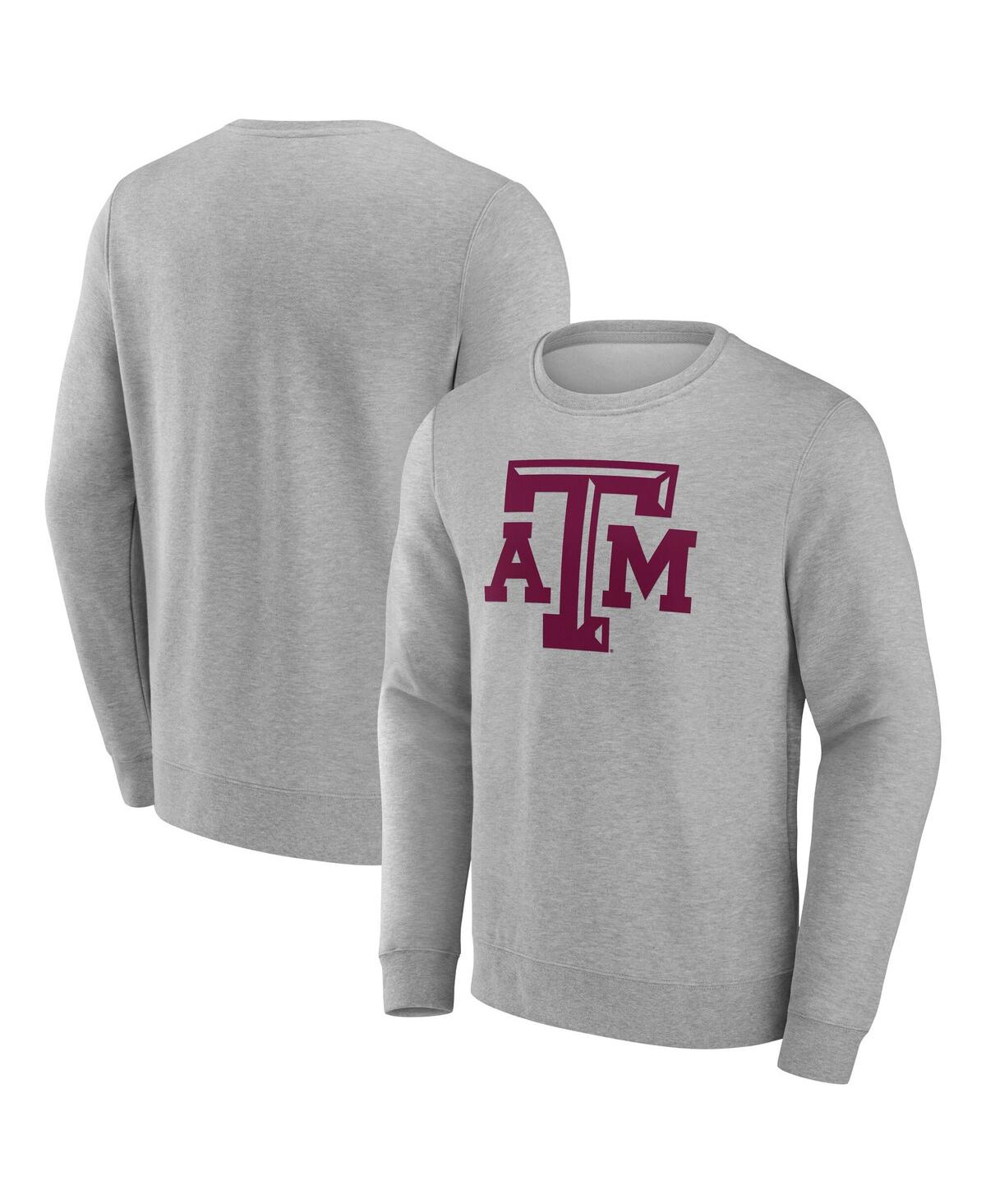 Fanatics Men's Heather Gray Texas A M Aggies Applique Fleece Pullover Sweatshirt In Gray