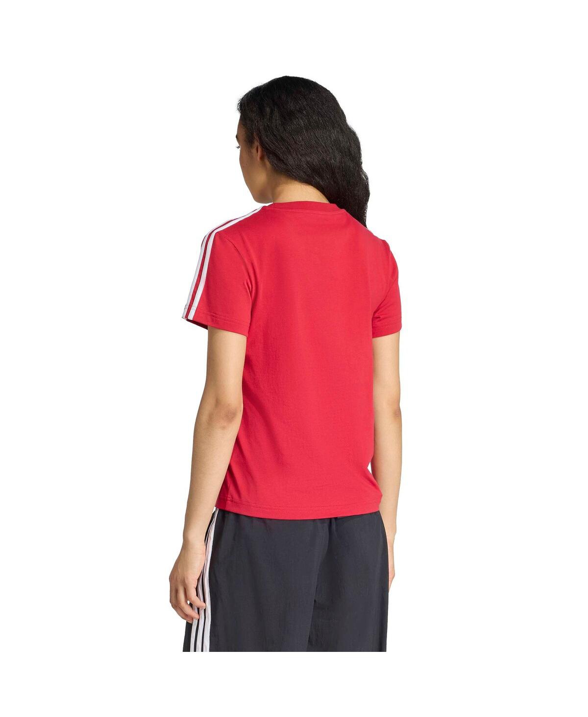 Adidas Originals Women's Red Liverpool Three-stripes T-shirt In Red
