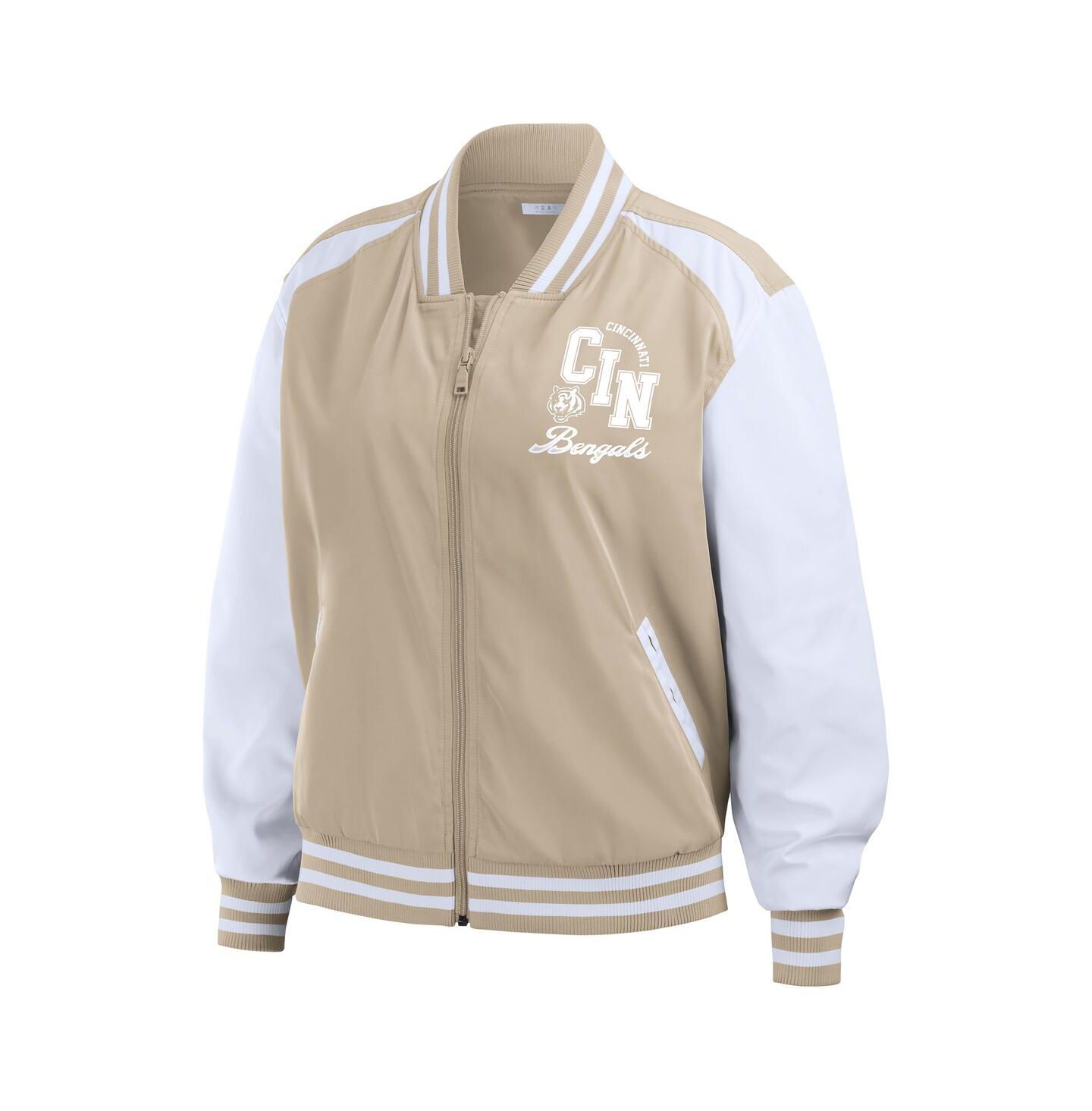 Женская куртка WEAR by Erin Andrews Tan Cincinnati Bengals Tonal Full-Zip Bomber — фото 2