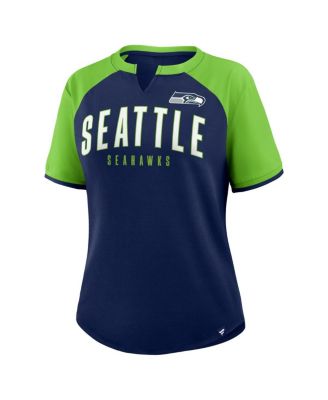Women's College Navy/Neon Green Seattle Seahawks Height Advantage T-Shirt