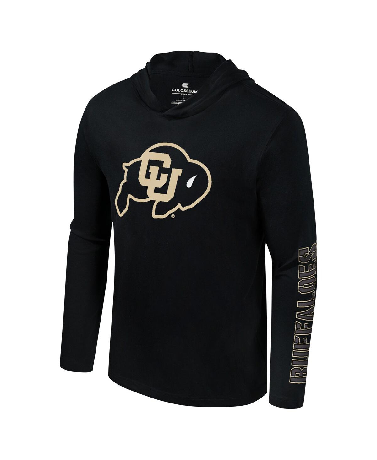 Colosseum Men's Black Colorado Buffaloes Color Pop Active Blend 2-hit Long Sleeve Hooded T-shirt In Black