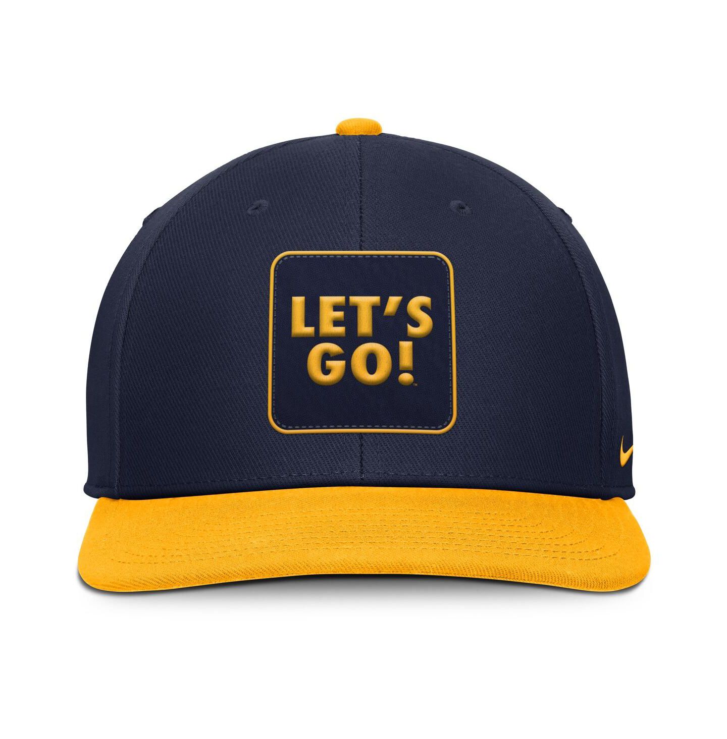 Мужская кепка Nike Navy/Gold West Virginia Mountaineers 2025 Sideline Campus Pro Local Snapback Hat — фото 2