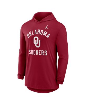 Men's Crimson Oklahoma Sooners Classic Arch Tri-Blend Long Sleeve Hoodie T-Shirt