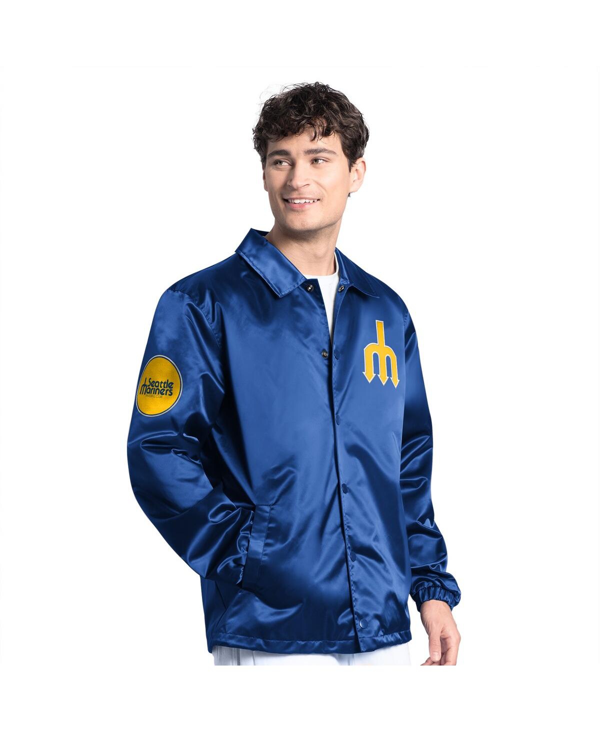 Starter Men's Royal Seattle Mariners Cooperstown Collection Point Man Full-Snap Coaches Jacket