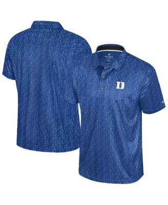 Colosseum - Men's Royal Duke Blue Devils Football Print Polo Shirt
