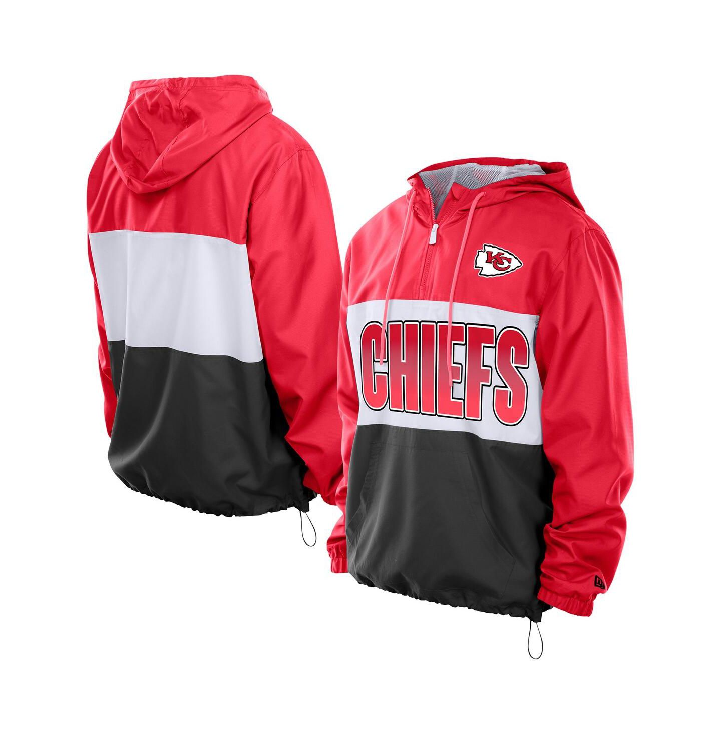 Мужская куртка New Era Red Kansas City Chiefs Ripstop Quarter-Zip Hooded Windbreaker — фото 1