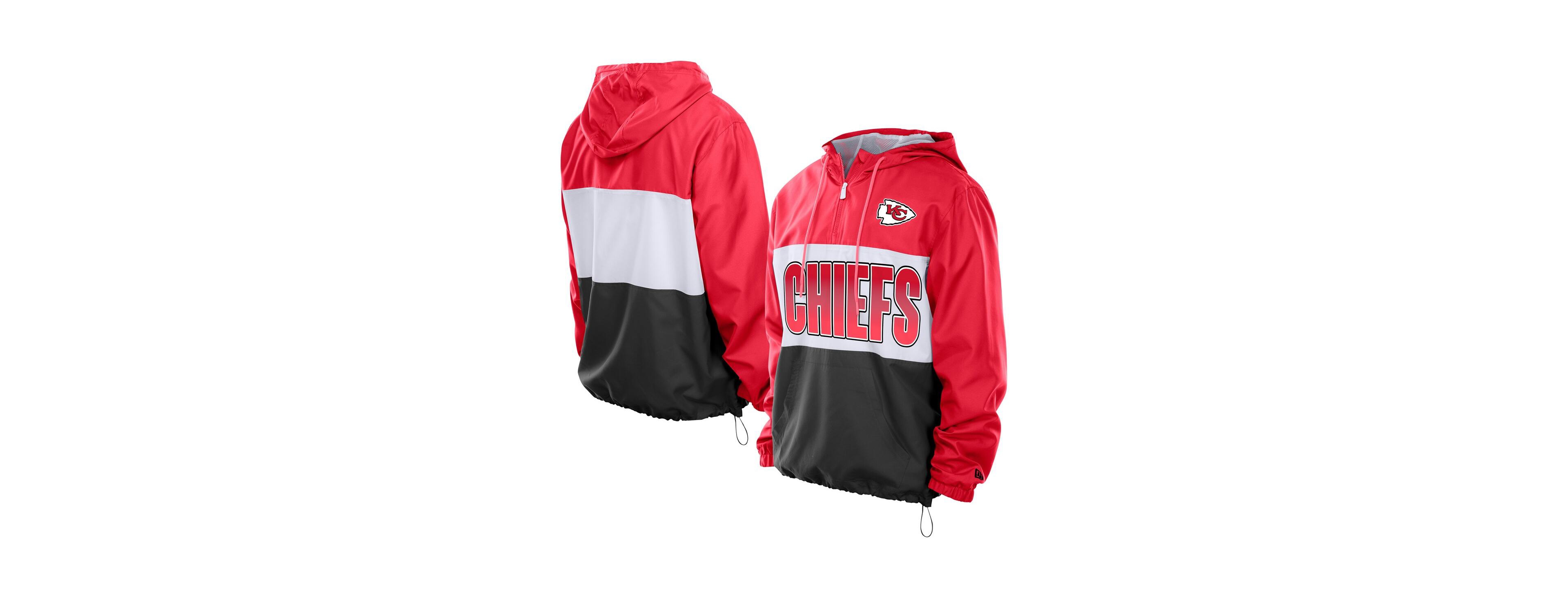 New Era Men's Red Kansas City Chiefs Ripstop Quarter-Zip Hooded Windbreaker