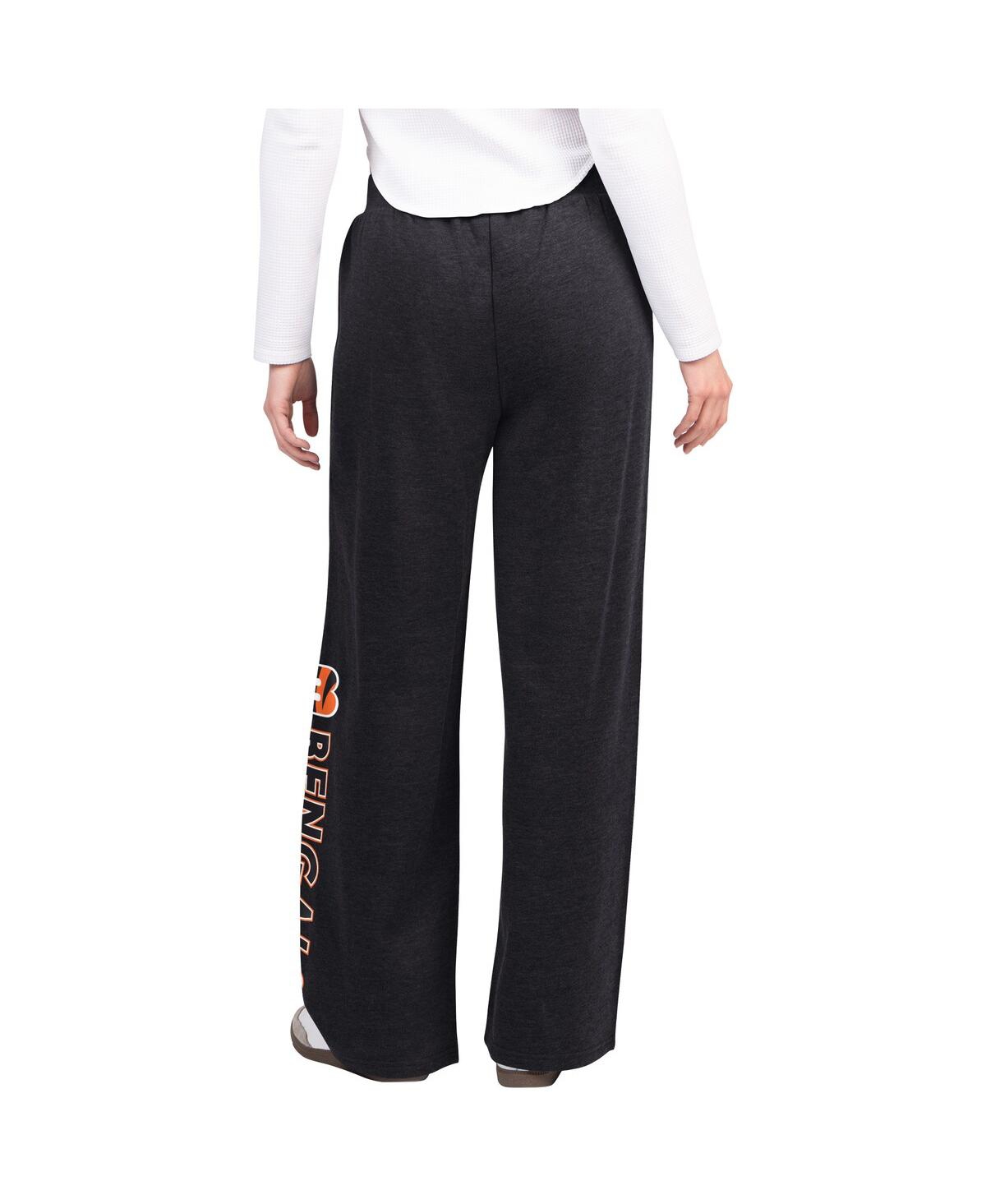G-iii 4her By Carl Banks Black Cincinnati Bengals Field Wide Leg Sweatpants In Black