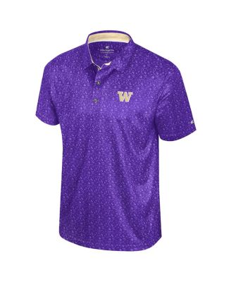 Men's Purple Washington Huskies Football Print Polo Shirt
