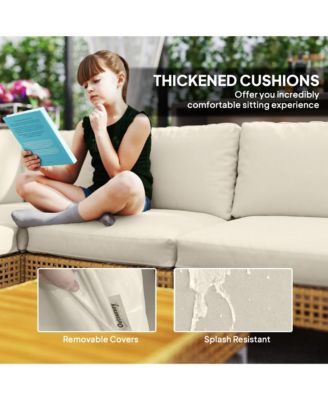 7 Piece Wicker Patio Furniture Set Outdoor Sectional, /