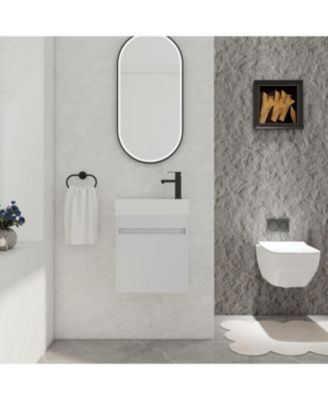 18 Inch Bathroom Vanity with White Resin Sink and Soft-Close Cabinet Door
