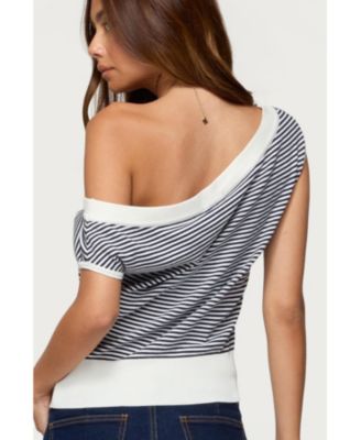 Women's Lottey Striped Off Shoulder Knit Top