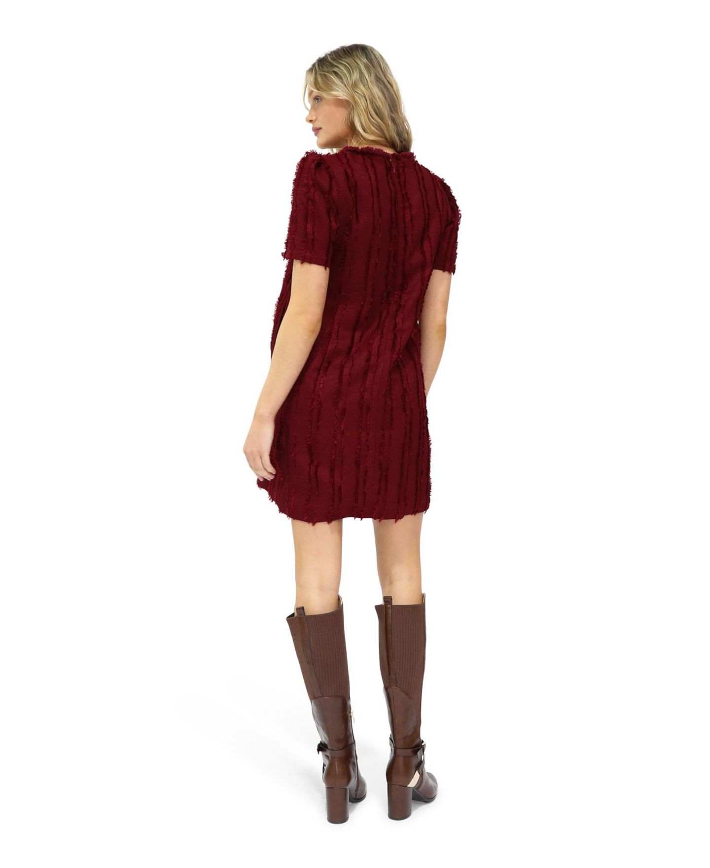 Женское платье Belle & Bloom Solana Boho Fringe Mini Shift, цвет: Бордовый — фото 3