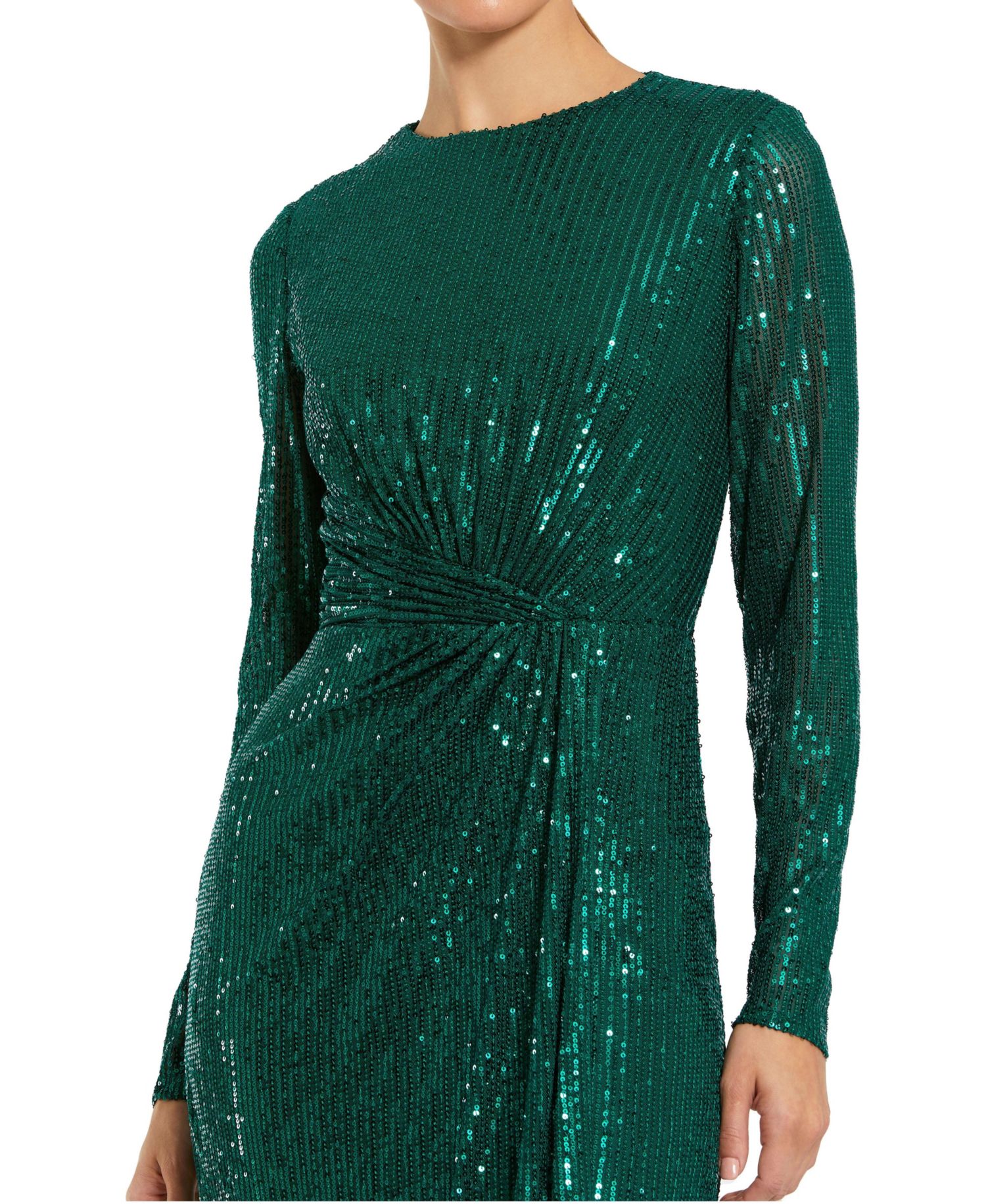 Women's Sequin Long Sleeve High Neck Column Gown