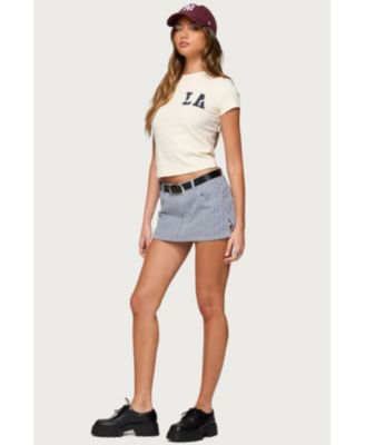 Womens Liliane Striped Mini Skort