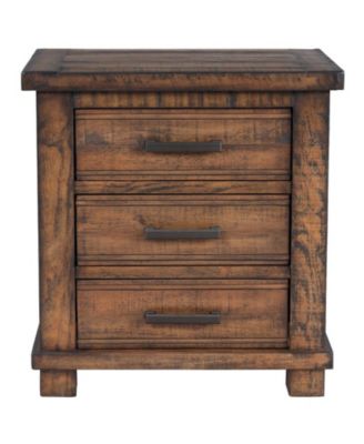 CASAINC Rustic Small Cabinet with Three Drawer Reclaimed Solid Wood Farmhouse Nightstand