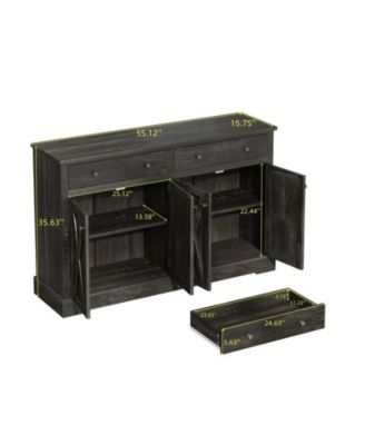 Storage Cabinet with Two Drawers and Four Doors