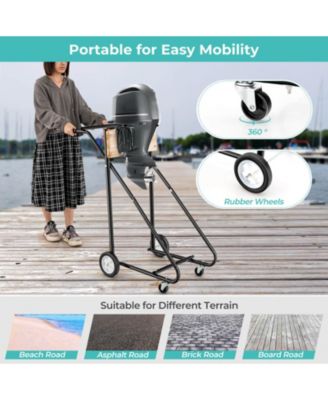 Outboard Boat Motor Stand Heavy Duty Engine Carrier Cart Dolly with 4 Smooth Wheels
