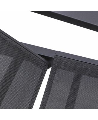 Lounge Chair With Armrests in Black Aluminum Frame, Set of 2