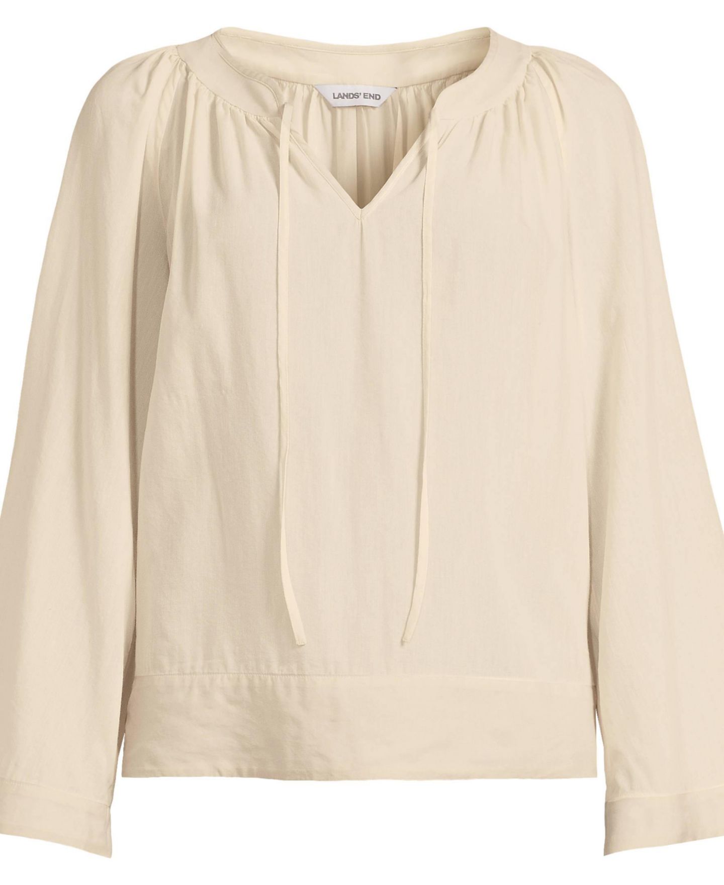 Женская блузка Lands' End Voile Tie Neck Poet, цвет: Dried Bamboo — фото 3