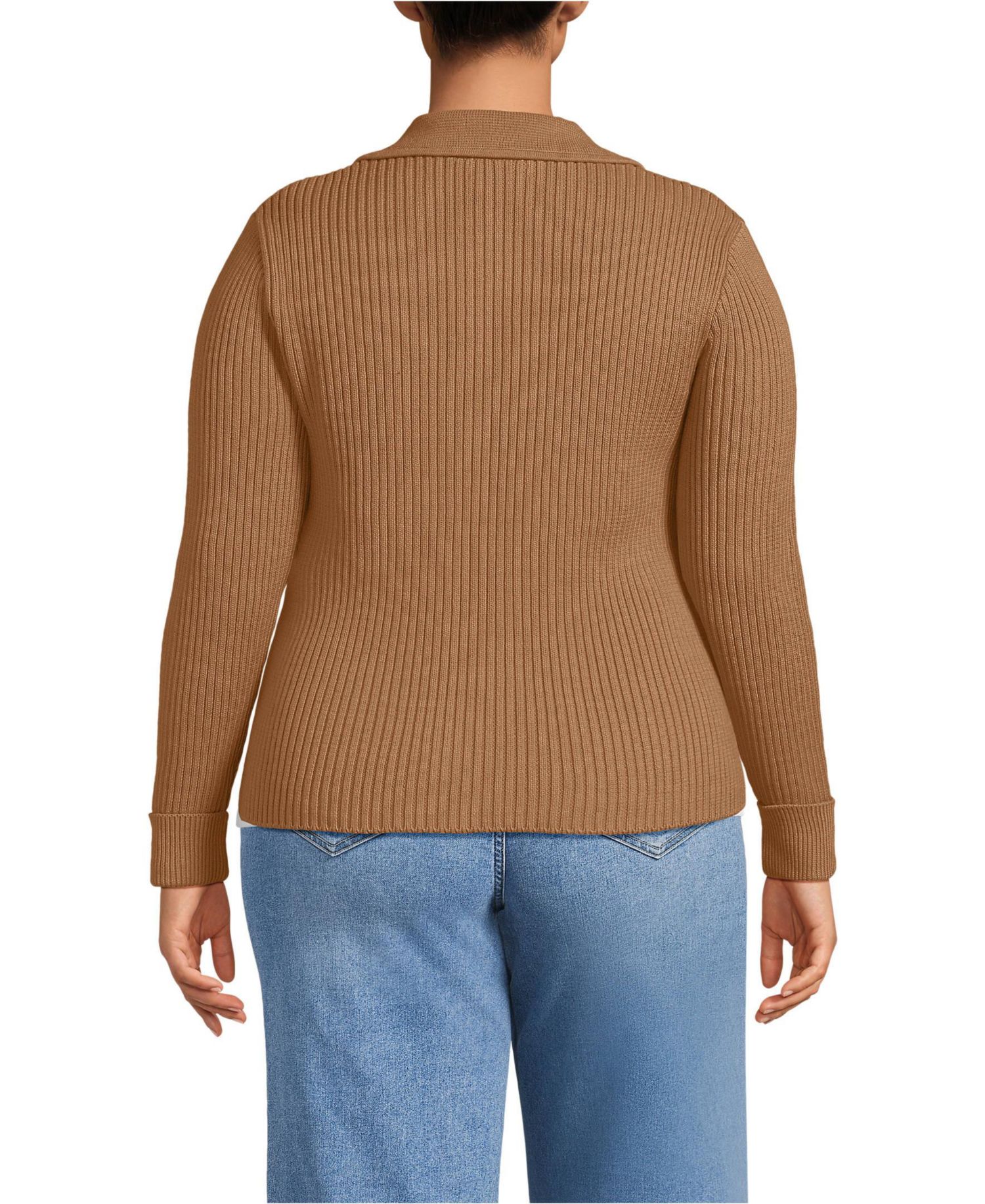 Women's Plus Size Drifter Ribbed Collared Blazer Sweater