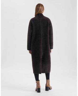 Women's Longline Oversize Eyelash Coatigan with Shawl Collar
