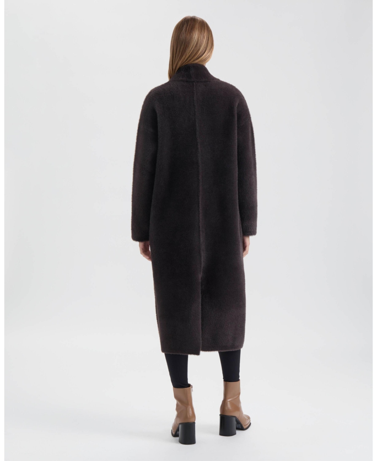 Nvlt Women's Longline Oversize Eyelash Coatigan with Shawl Collar