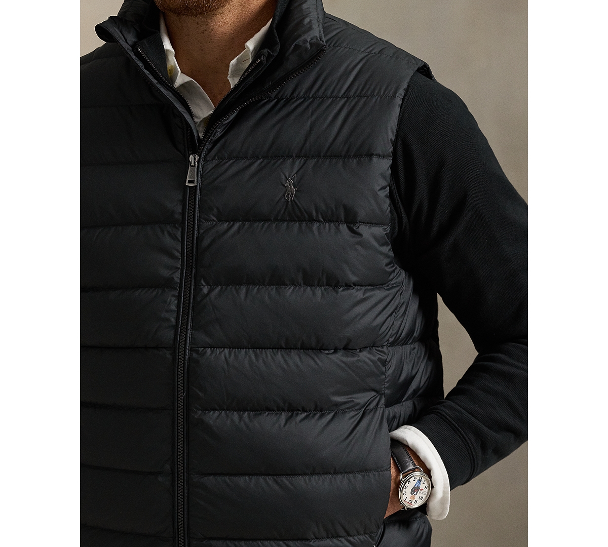 Polo Ralph Lauren Men's Big & Tall Quilted Vest Jacket In Black