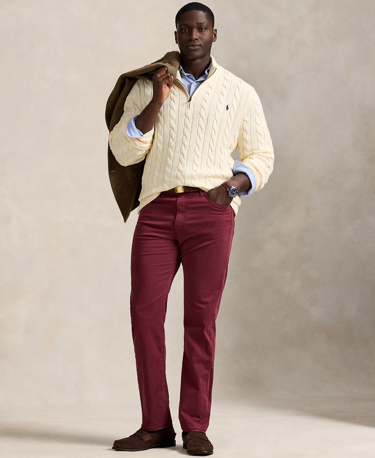 Polo Ralph Lauren Ralph Lauren Varick Slim Straight Stretch Sateen Pant In Burgundy